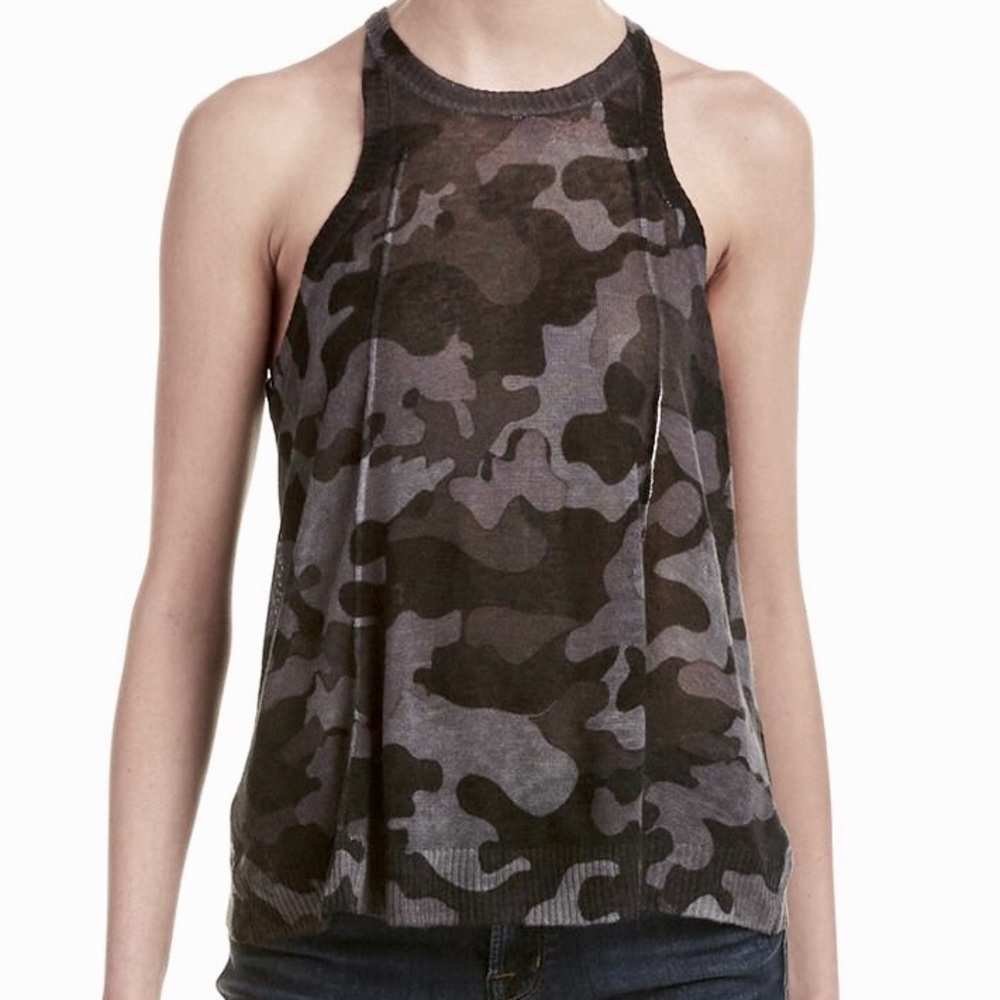 Central Park West • Grayscale Camo Print Tank Top.